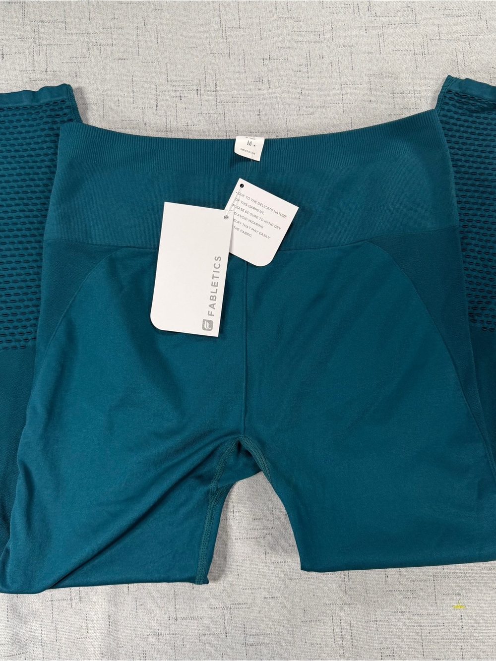 Fabletics Seamless High Waist Mesh Compression Ankle Leggings Teal Women M